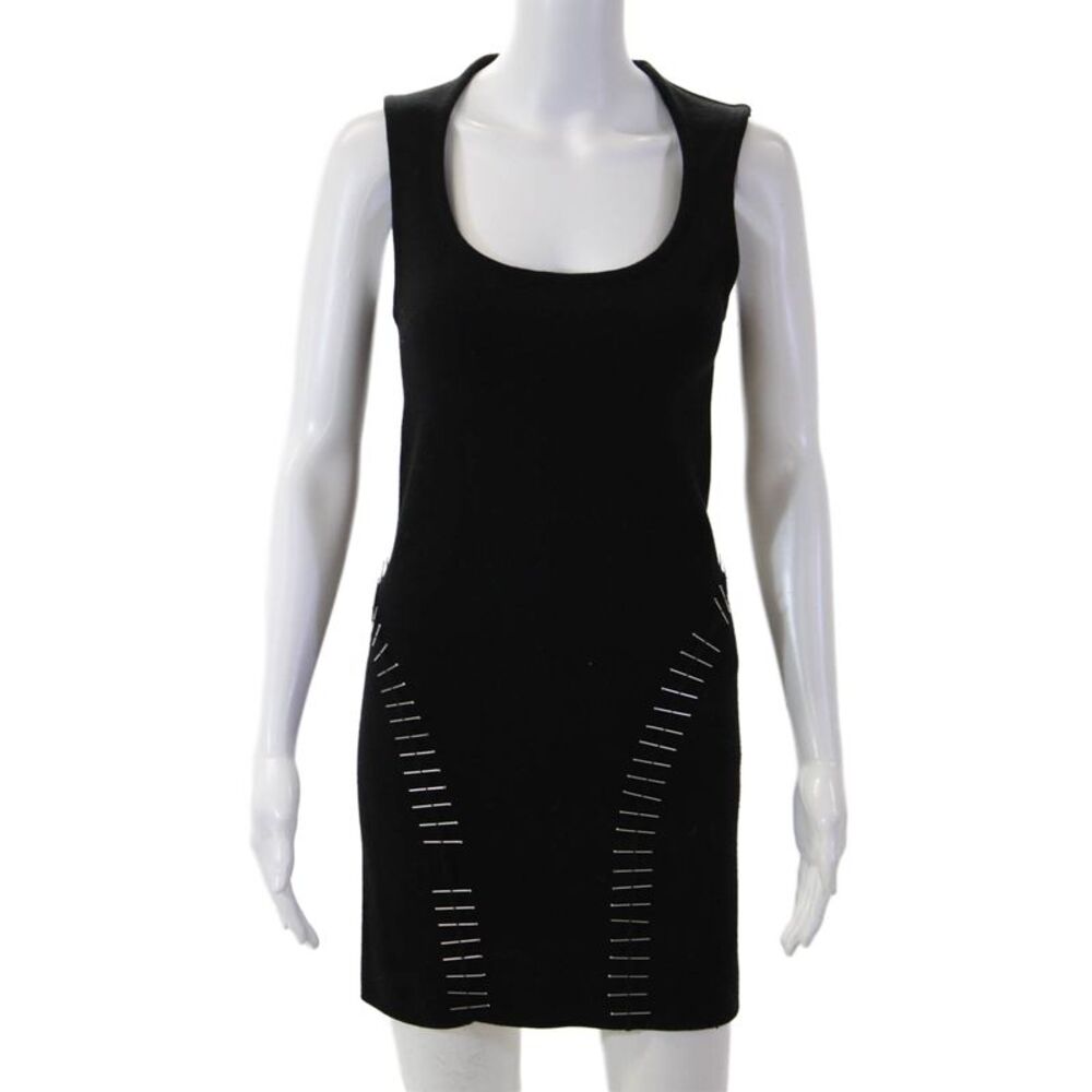 Alaia Women Black Bodycon Mini Dress Sleeveless Size 36